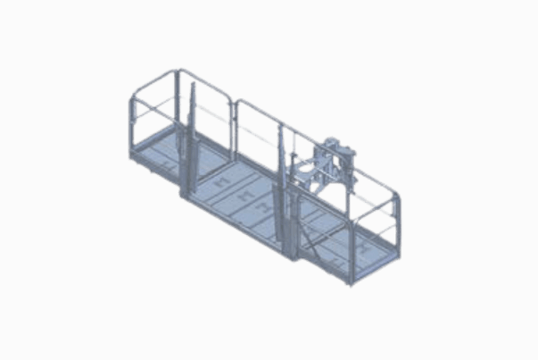 Extendible slewing aerial work platform with front loading