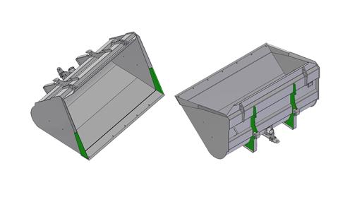 Bulk material bucket strengthened